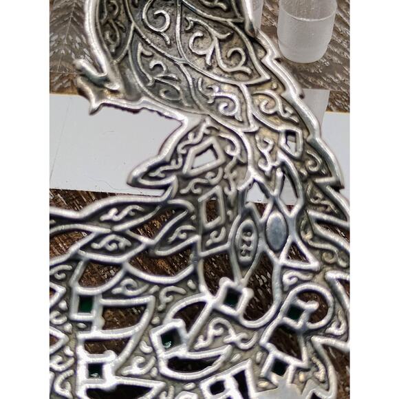 Vintage Peacock Marcosite and Green Onyx Pendant - Picture 5 of 5